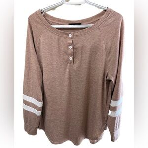 Women's Brown Top with White Stripes